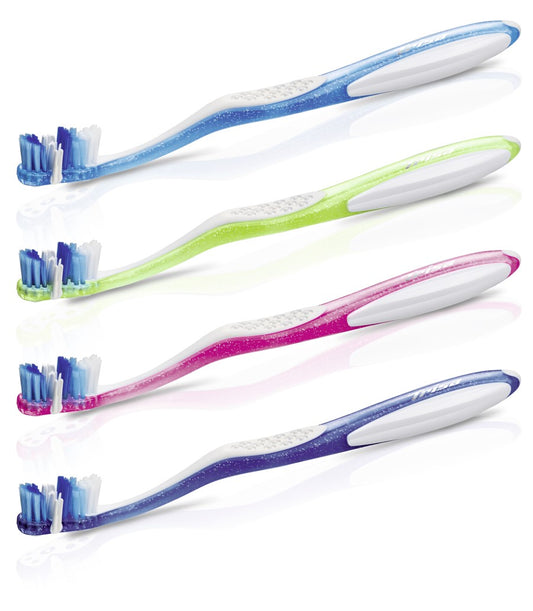 Swiss-made TRISA Perfect White toothbrush range in assorted colors without packaging