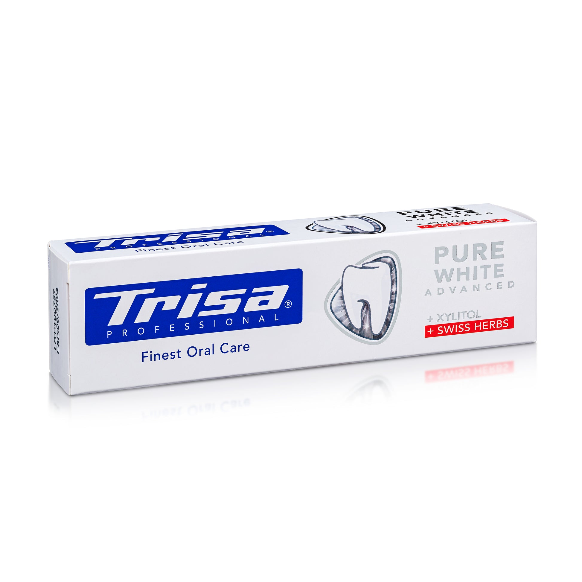 Swiss-made TRISA Pure White Swiss Herbs toothpaste 75 ml in original packaging