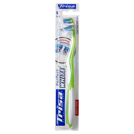 Swiss-made TRISA Perfect White toothbrush in originalpackaging