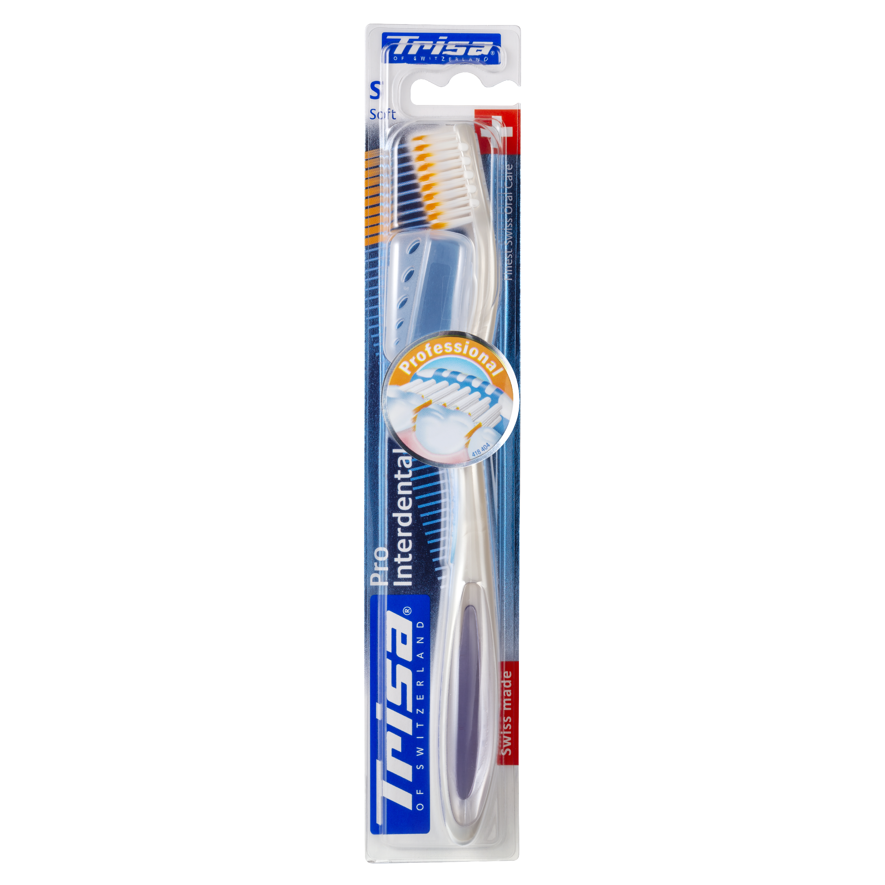 Swiss-made TRISA Pro Interdental toothbrush in original packaging