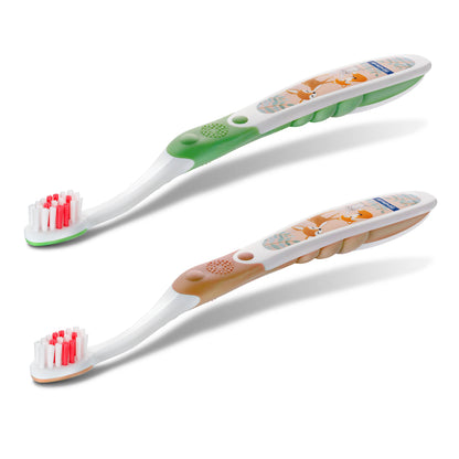 Premium Swiss-made TRISA Baby toothbrush range in assorted gentle colors without packaging.